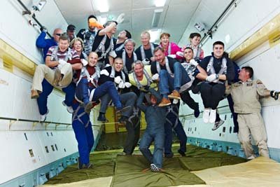A group of floaters during a parabloa - Star City - Russia / Eine Gruppe von Schwebenden - Star City - Russland - 2015